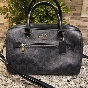 Coach navy Rowan Signature Satchel Bag
